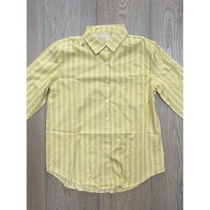 Women's‎ Gold And White Striped Long Sleeve Button Up Shirt Medium